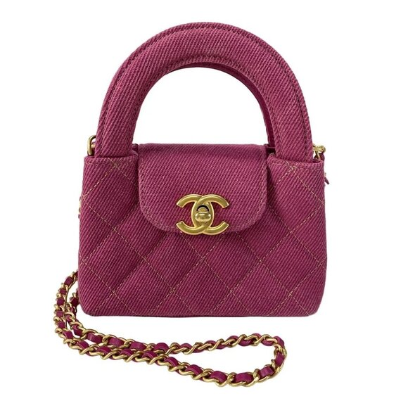 CHANEL Handbags - Auth CHANEL Chain Clutch / Matelass - Pink Denim Shoulder Bag gold hardware
